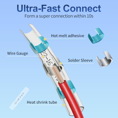 120Pcs Solder Seal Wire Connectors - Heat Shrink Butt Connectors Kit for Electrical Wiring