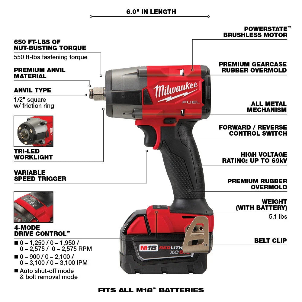 FUEL Lithium-Ion Brushless Cordless 7 Tool Combo Kit 5.0 Ah 18V M18