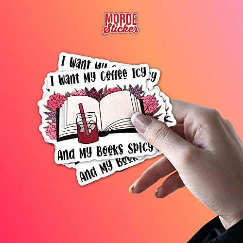 (3Pcs) I Want My Coffee ICY and My Books Spicy Sticker Book Lover Bookish Reader Reading 2" Die-Cut Waterproof Vinyl Sticker for Laptop Water Bottle Phone Case Cars Merchandise Decal Gifts 2 Inches