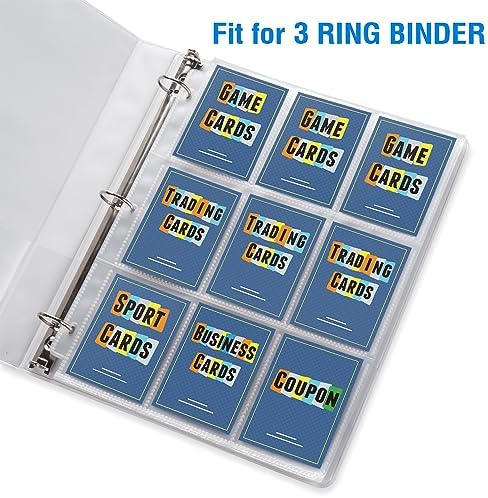 120 Pack 9 Pocket Page Protector, Sooez Trading Card Sleeves Pages Baseball Pages for 3 Ring Binder, Card Sheets for Standard Size Cards, Sport Cards, Game Cards, Business Cards