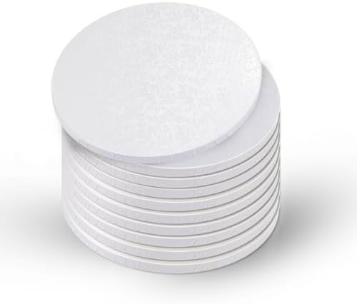 10-Pack Round White Cake Drum Board 10 Inch Sturdy 1/2 Inch Thick Full Wrap Edge Cake Base for Heavy Tiered Cakes(10" White)