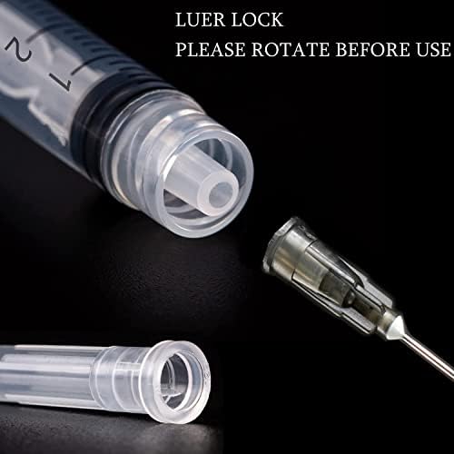 100 Pack 5ml/cc Plastic Luer Lock Syringa with 22Ga and Cap, Individually Sealed Wrapped, for Scientific Labs, Measuring Liquid, Refilling Cartridges or Glue Applicator