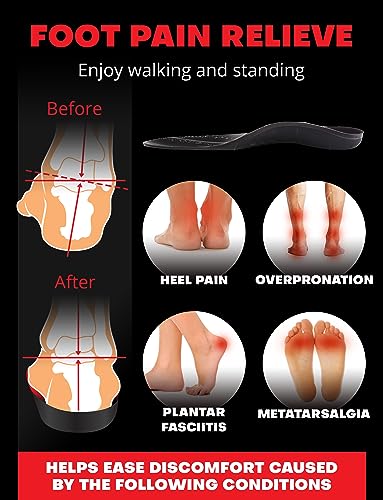 (Pro Grade) 220+ lbs Plantar Fasciitis High Arch Support Insoles Men Women - Orthotic Shoe Inserts for Arch Pain Relief - Boot Work Shoe Insole - Standing All Day Heavy Duty Support (Gray, L)