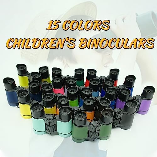 15 Pcs Kids Binoculars Set - Shockproof Mini Compact Binoculars - Toy Safari Binoculars FoldingTelescope Gifts for Age 3-12 Years Old Boys Girls Bird Watching Hiking Camping Outdoor Play Party Favors