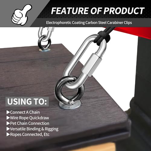 10 Pack Heavy-Duty Chain Hooks Quick Links - 304 Stainless Steel 5/16" Locking Carabiner Anti-Rust Chain Connector Quick Link for Towing,Swing,Shade Sail,Bird Toys,Capacity 1535lb