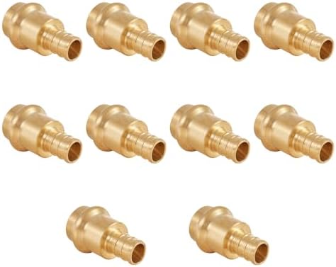 (Pack of 10) EFIELD 1/2 inch Press X 1/2 inch PEX Crimp Coupling Brass Adapter For Copper and Pex Pipe Connection (10, 1/2-inch)