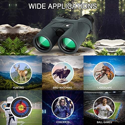 10x42 Binoculars for Adults with Smartphone Adapter, BAK4 Prism and FMC Lens, HD Professional Binoculars for Bird Watching Travel Stargazing Hunting Wildlife Watching Outdoor Concerts Sports