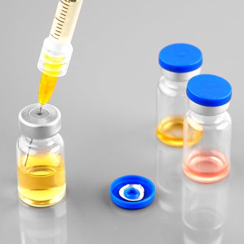 10ml Sealed Vials with Self Healing Injection Port and Plastic-Aluminum Flip Caps,Glass Empty Vials for Injection 10 Pack