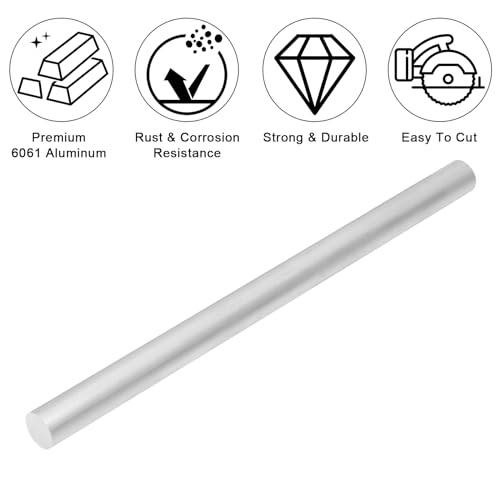 1" 6061 T651 Solid Aluminum Round Rod 16" Long 1 Inch Diameter Solid T651 Extruded Lathe Bar Stock, Round Aluminum Bars for Industrial, DIY Craft (+0.05")