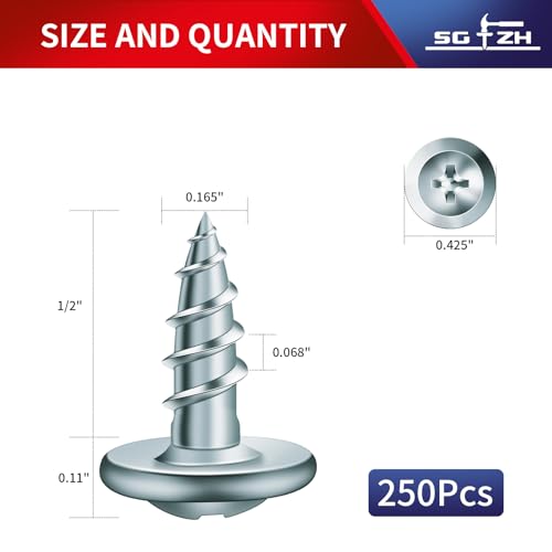 #8 x 1/2" Wood Screw 250Pcs Alloy Steel Standard Thread Truss Head Fast Self Tapping by SG TZH