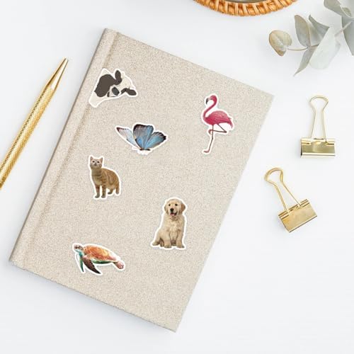 100Pcs Cute Animal Stickers Pack, Vinyl Stickers for Water Bottle, Laptop, Journal, Scrapbook, Computer, Hydroflask, Skateboard, Notebook, Kawaii Cartoon Animal Stickers for Kids Adults