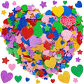 1000 PCS Foam Heart Stickers, Glitter Foam Hearts for Crafts, Self-Adhesive Valentine Day Decor, 3 Sizes Valentine Foam Stickers Heart Star Foam Stickers for Kids Crafts DIY Cards Envelop Frame