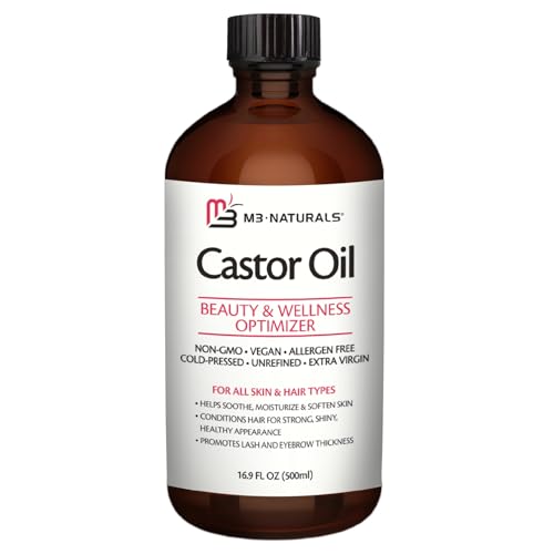 100% Pure Castor Oil 500mL - Hexane Free Cold Pressed Castor Oil in Glass Bottle for Hair Skin & Body Nourishment - Extra Large Unrefined Castor Oil for Hair Lashes Brows Skin and Detox Practices