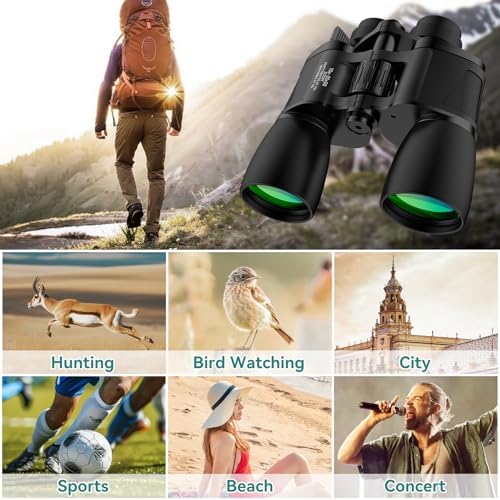10-30X50 Zoom Binoculars for Adults, High Powered Military Binoculars for Bird Watching, Hunting, Outdoor, Hiking, Concerts Large View/Waterproof/BAK7 Prism/FMC Lens/Low Light Night Vision