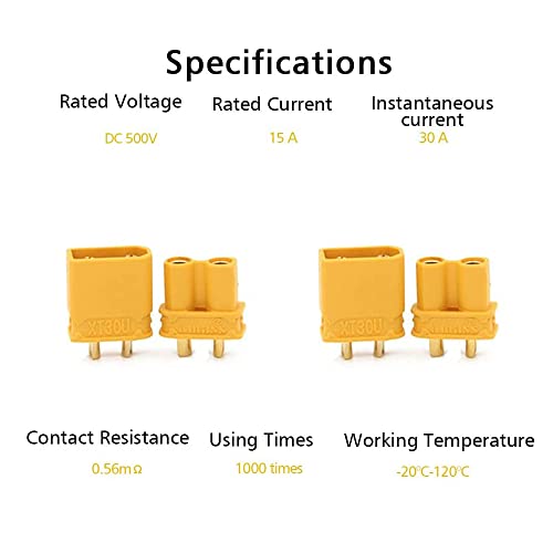 10Pairs Amass XT30 Connector Male Female XT30U Bullet Plug Heat Shrink for Battery ESC Charger Lead