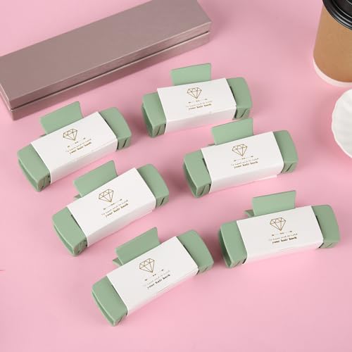 12pcs Bridesmaid Proposal Gifts 4.1inch square Bachelorette hair Claw Clip heart Sunglasses set of 6 Girls Trendy gift for Wedding Party Favors(White&Sage Green)