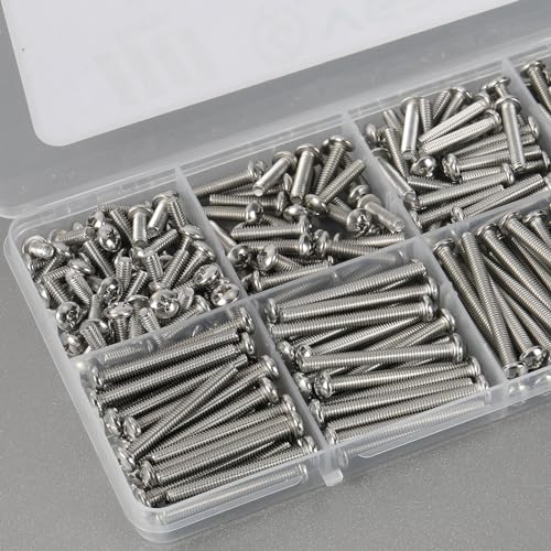 110Pcs Machine Screws Assortment kit,Assorted 1/2 to 2 inch Long # 8-32 Machine Screw,304 Stainless Steel Phillips Pan Head Screws Bolts for Electrical Wall Socket,Household Repairs