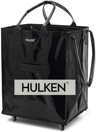 (Large, Black Reusable Rolling Tote & Rolling Shopping Bag with Wheels - Wheeled Tote - 66 lb Limit