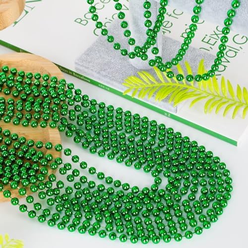 144PCS St Patricks Day Necklace, St. Patrick's Day Bead Accessories Bulk, Irish Saint Patrick Day Beads Necklaces, Parade Throw Accessories for Mardi Gras St. Patricks Christmas Decorations
