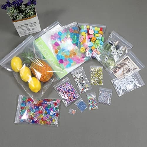 100 PCS 4" x 5" Thick 4 Mil Small Clear Zip Poly Bags Plastic Reclosable Zip Seal Lock Bags Heavy-Duty Necklace Ring Coin Beads Jewelry Pill Zipper Bag