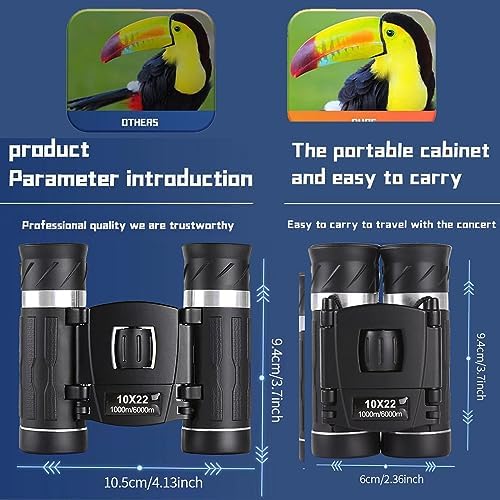 10x22High Powered Waterproof Mini Binoculars for Adults Kids with Phone Adapter Compact, Pocket Binoculars for Bird Watching, Hunting, Concerts, Opera,Theater, Travel, Sightseeing,Outdoor Adventures