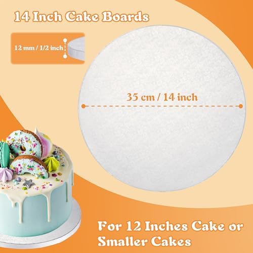 14 Inch Cake Drums with Banner Cake Topper-Cake Board Round White(3-Pack) 1/2 Inch Thick Cake Boards Sturdy, Greaseproof for Birthday Wedding Multi-Tiered Party Cake Boards by GoldenBakeryFamily