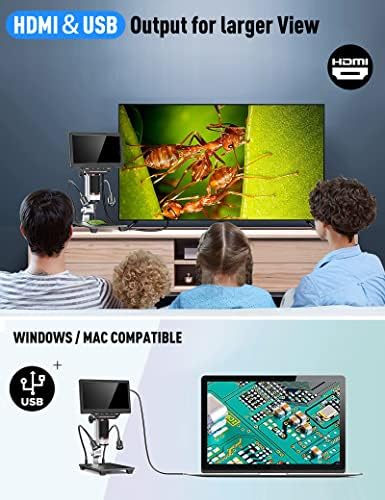 10" HDMI LCD Digital Microscope 1500X,Coin Microscope for Adults with 16MP Camera Sensor,Soldering Microscope with LED Lights Touch Control,TV/Windows/Mac Compatible, Coin Guidebook Included