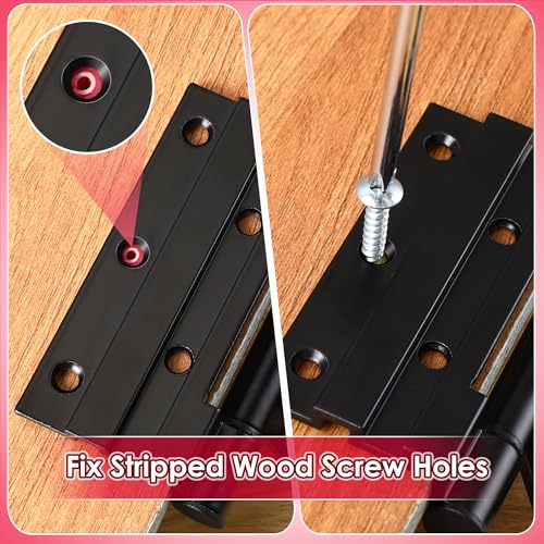15 Pcs Wood Anchor, Stripped Screw Hole Repair Kit for Wood, Door, Fixing Stripped Screw Holes, Fits Wood Screws Sizes #2 to #16, Screw Holes from Stripped to Gripped, Red