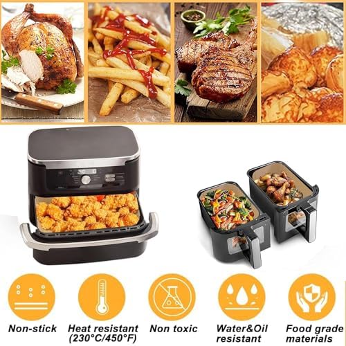 150PCS Air Fryer Liners for Ninja Foodi DZ071 7QT DualZone Air Fryer & Instant VersaZone 9QT Air Fryer, 100pcs Small Parchment Paper Liners for 3.5QT Zone & 50pcs Large Liners for 7QT/11-QT MegaZone