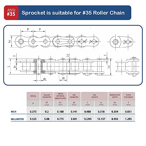 #35 Roller Chain Sprocket B Type 1" Bore Rust Prevention Hardened 24 Tooth