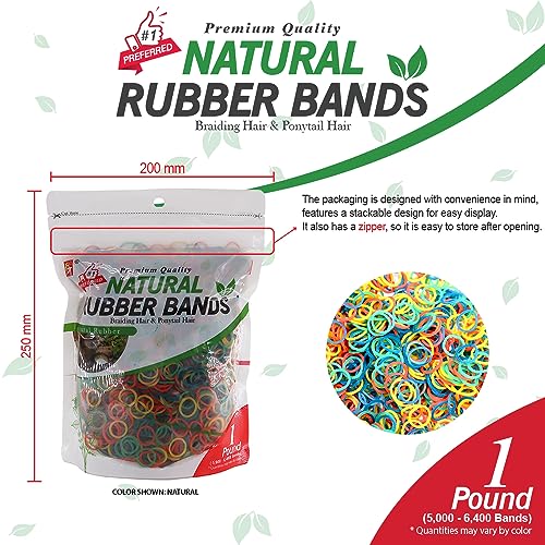 1 LB Rubber Bands Hair Band Soft Elastic Hair Accessories Braid Mini Hair Ties Stretchy Hair Ties No Damage Rubber Bands for Hair Made in Vietnam (Natural)