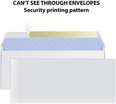 #10 Envelopes Letter Size Self Seal | 500 Business Mailing Security Peel and Sealing Envelope | 100% Tinted | no 10 White Windowless Legal Regular Plain Envelops Pack | 4-1/8 x 9-1/2 Inches | 24 LB