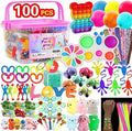 100 pcs Fidget Toys Pack, Party Favors For Kids 8-12 Mini Autism Sensory Toy Goodie Bag Pinata Stuffers Treasure Box School Prizes Birthday Party Supplies Halloween Treat Xmas Gifts For Boys Girls 4-8