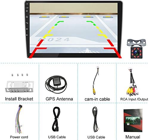 10.1 Inch Android Double Din Car Stereo Touch Screen Car Radio with WiFi GPS Navigation Mirror Link Car Multimedia Player Support Bluetooth FM Radio Receiver Dual USB Input with Backup Camera