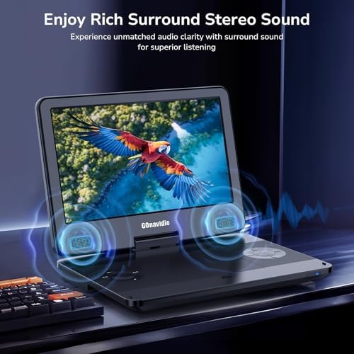 15.6" Portable Blu Ray Player with 13.3'' 1080P Screen Rechargeable Battery Support HDMI Input & HDMI Output, Sync Screen, AV Out & in, Dolby Audio, Last Memory, USB/SD Card (Black)