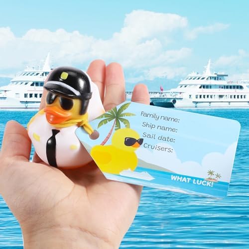 100 Pcs Cruise Ducks Tags Kits Includes 30 Pcs Cruising Ducks with 30 Pcs Cruise Duck Tags and 40 Pcs Rubber Bands Random Assorted Rubber Ducks for Cruise Ship Hiding Ducks