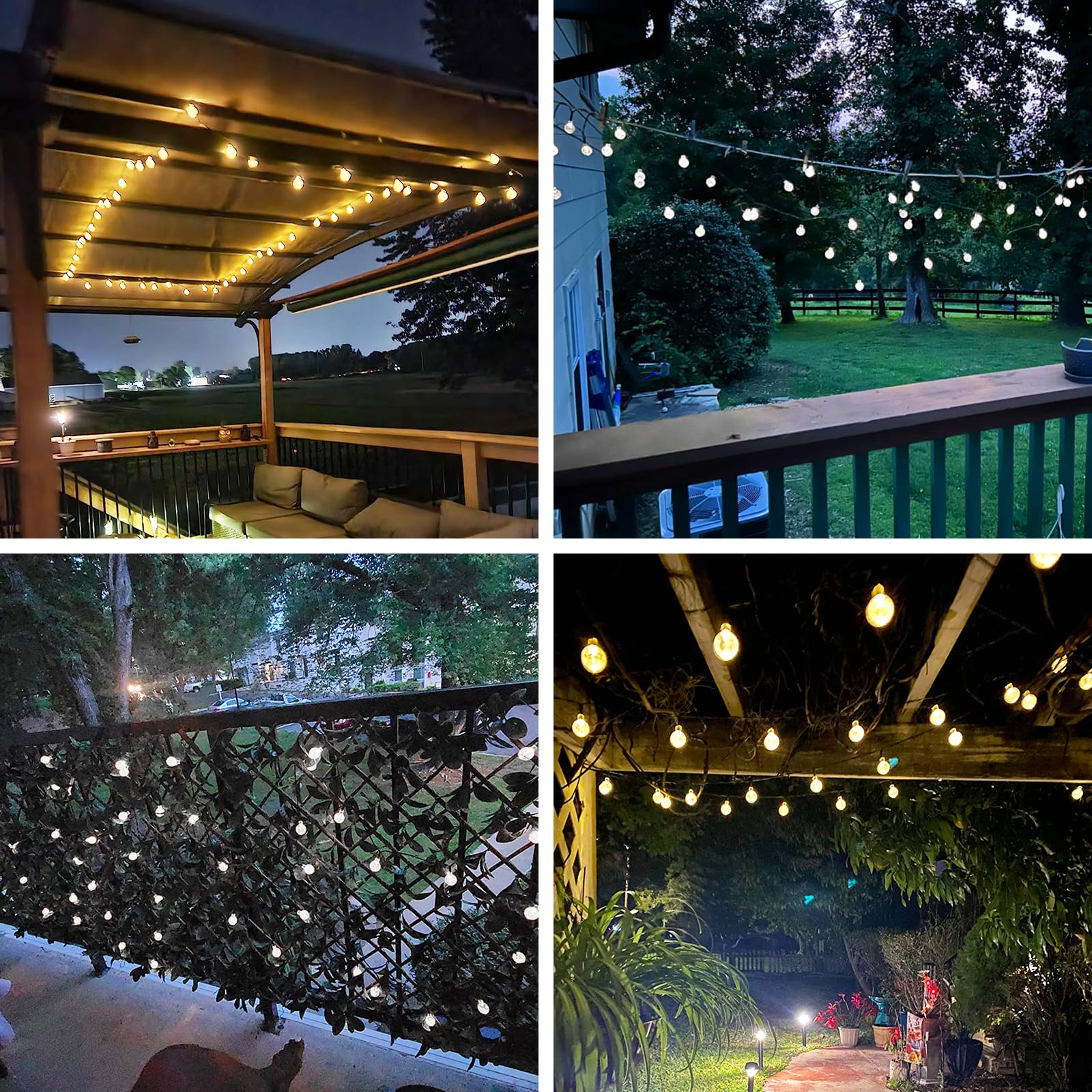 1-Pack Warm White & 1-Pack Cool White Total 100 LED 64FT Crystal Globe Solar String Lights Outdoor, Waterproof Solar Outdoor Lights with Modes, Solar Lights for Garden Tree Patio Christmas Decoration
