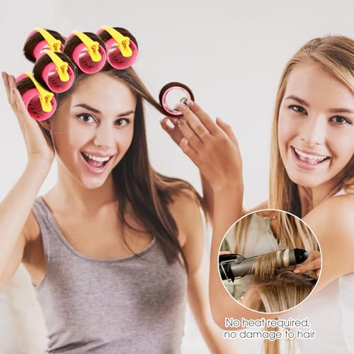 141 Pieces Hair Rollers Set Include 60 Plastic Hair Rollers (Red,6 Size)