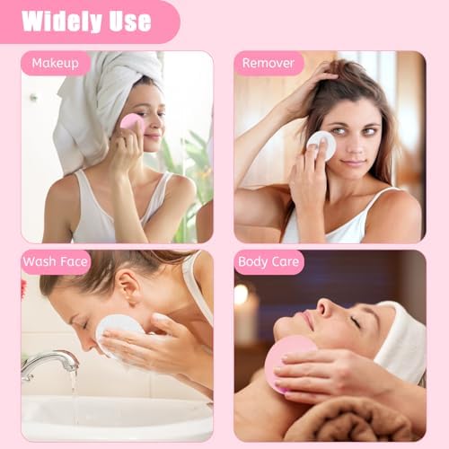 120 Pcs Facial Sponge Compressed, Luxiv Face Cleansing Sponge Estheticians Compressed Makeup Facial Sponge Round Wash Face Sponges for Women Compress Exfoliating Removal Sponge (White+pink)