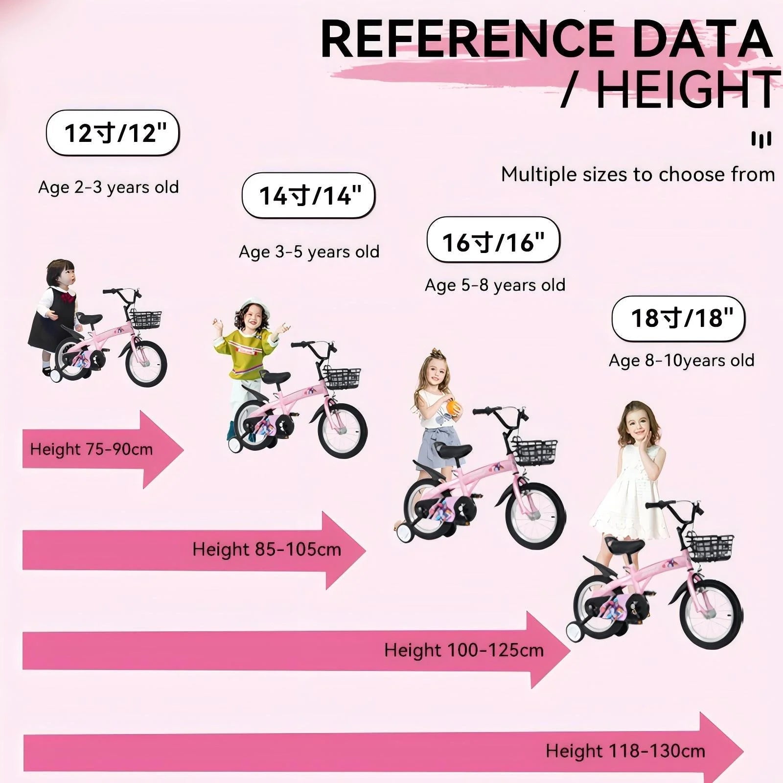 Baprem 18" Girls Bike for 5-9 Years Old Kids, Cute Kids Bike with Training Wheels, Steel Frame Sporty Children Bicycle, Pink