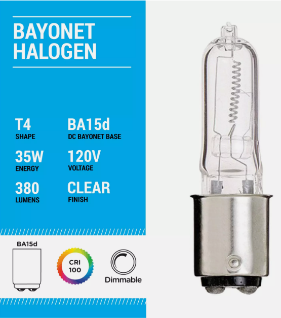 10 Pack S1979 35Q/CL/DC 35W Watt Clear DC Bayonet BA15d Base T4 2900K Warm White