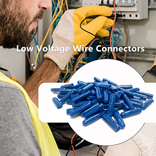 1000pcs B-Connector Wire Telephone Alarm Wire Crimp Beanies Splices for Low Voltage (Blue-Type I)