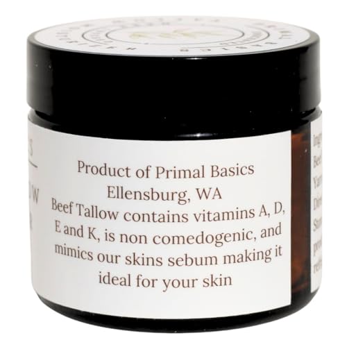 100% Grass Fed Grass Finished Whipped Vanilla Beef Tallow Moisturizer/Body Balm for Face, Body, Oily, Dry, Sensitive Skin -Contains Vitamins A, D, E, K -USA Made
