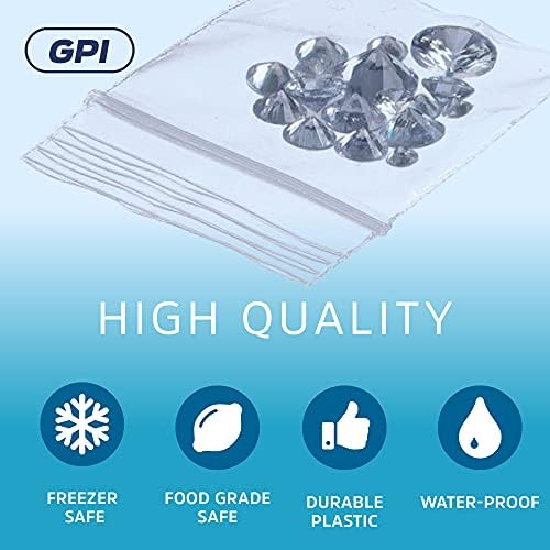 1.25 x 1.25 inches, 2Mil Clear Reclosable Zip Bags, Case of 1000 GPI Brand