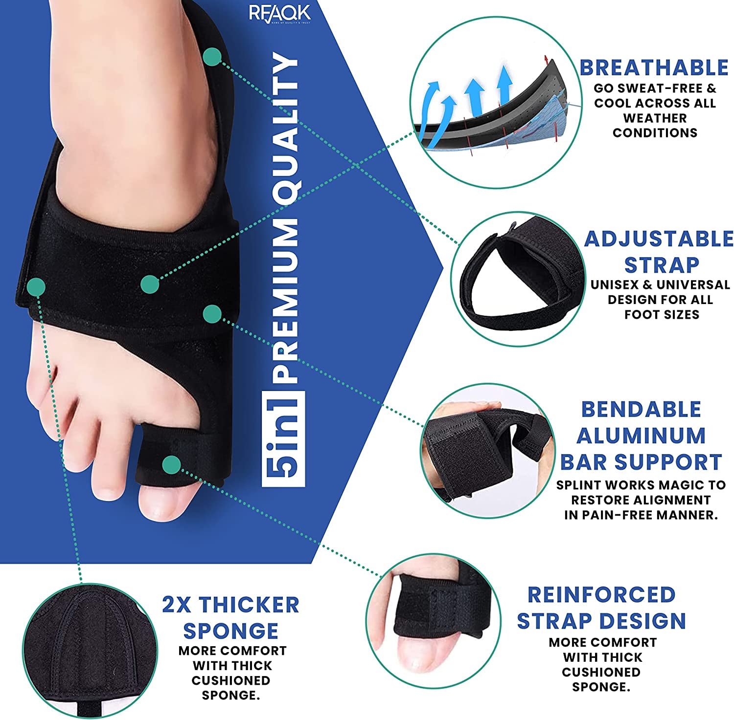 11pcs Bunion Corrector for Women & Men - Bunion Relief Kit with Toe Separators and Bunion Splints Hammer and Big Toe Separator, Spacers and Straighteners, Exercise Strap for Hallux Valgus Correction
