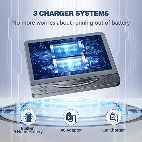12" Dual Portable DVD Player for Car with 1080P HDMI Input, FELEMAN Car DVD Player Dual Screen Play A Same or Two Different Movies, 5 Hours Rechargeable Battery, Support USB, AV in, Lsat Memory