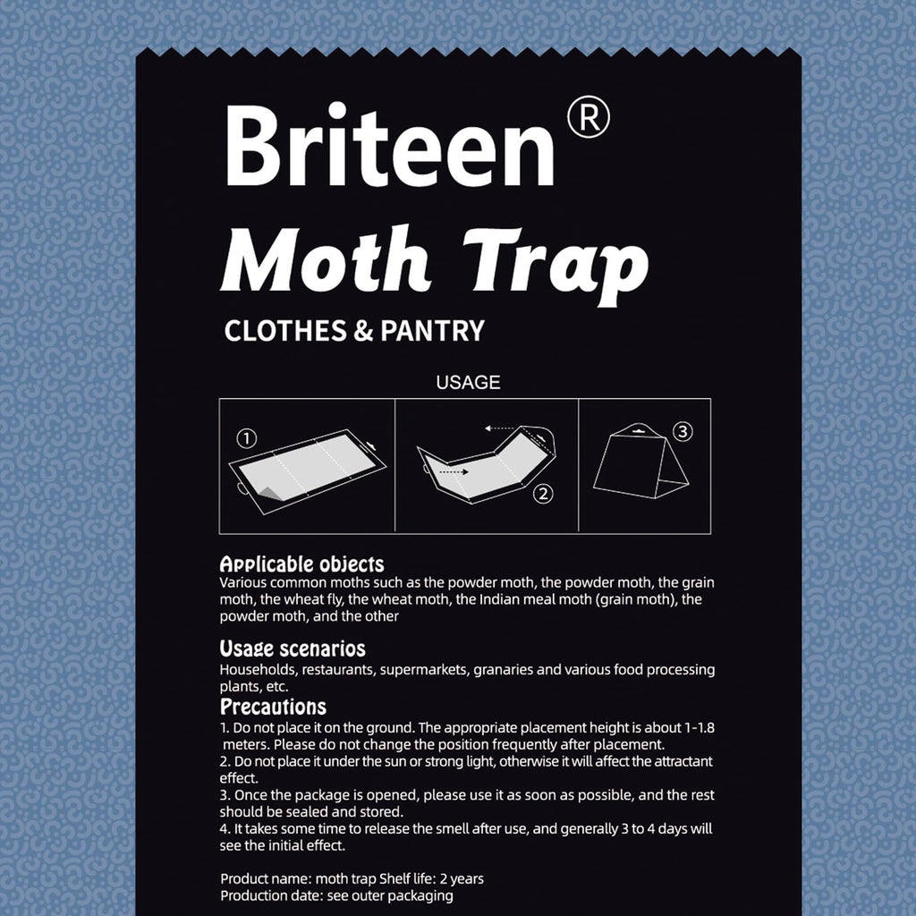 10 Pack Pantry Moth Traps Safe and Effective for Food and Clothing- Glue Traps with Pheromones for Wool Closet Carpet Food and Cupboard