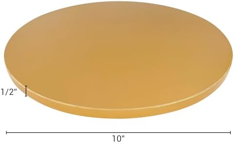 10 Inch Cake Board Drums Round, 6-Pack, Gold, Sturdy 1/2” Thick for Heavy Or Multi-Tiered Cakes
