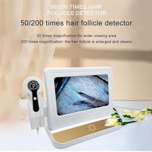10 Inches Skin Diagnosis Hair Analyzer Machine with HD LCD Screen Digital Skin Detector 50X 200X Skin Detector Moisture Tester, Microscope Skin Care Tool