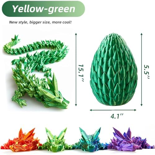 12inch 3D Printed Dragon Egg,Mystery Crystal Dragon Fidget Toys,Articulated Dragon,Home Desk Decor Easter Surprise Dinosaur Eggs,Adults Fidget Toys for Autism/ADHD (Turquoise)